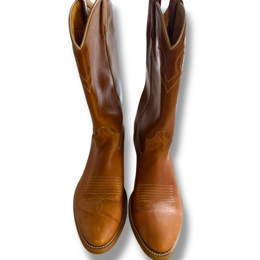 DINGO -   Men's Brown Leather Cowboy Boots Size 10D Pointed Toe Mid Calf - Picture 4 of 8